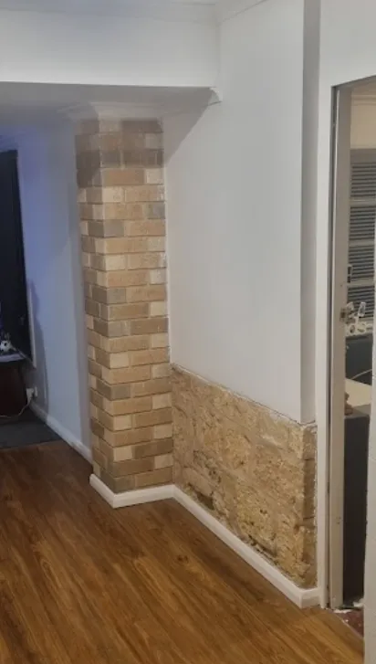 Feature brick pillar built during a renovation